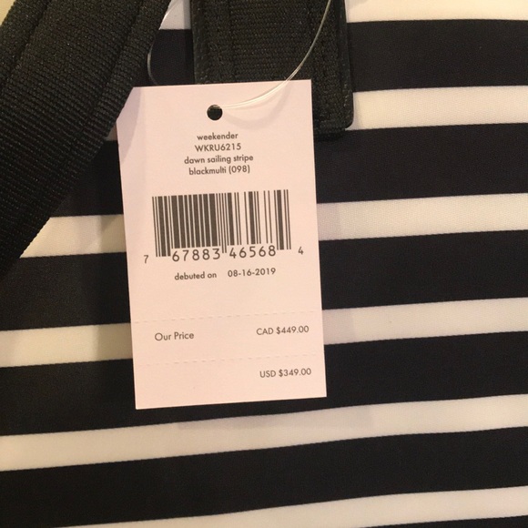 🌷❤️NWT Kate Spade Weekender Stripe Bag - Picture 7 of 8